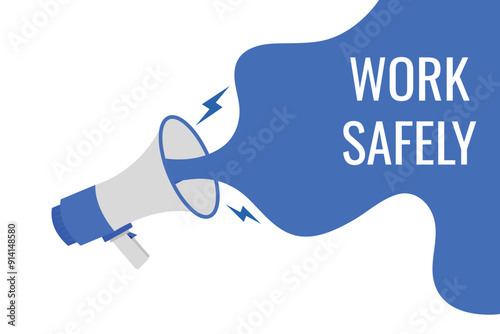work safely button, banner, label, template for website. work safely text with colorful megaphone icon
