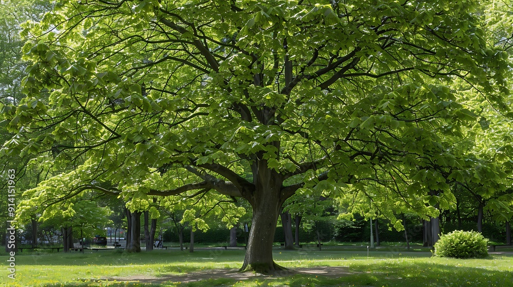 Naklejka premium Majestic Tree in a Green Meadow
