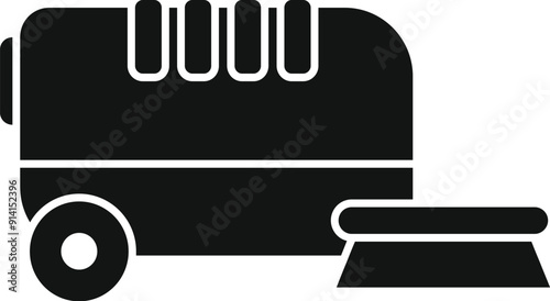 Modern robot vacuum cleaner cleaning the floor using rotating brush, smart home technology