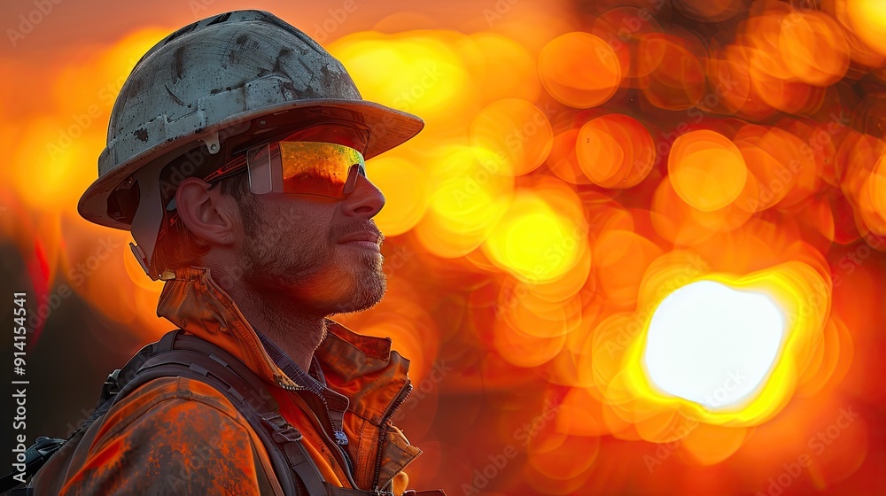 Fototapeta premium Heatwave, construction workers in hot weather, hot weather shines a light on health, hot weather, heat illness, heat stroke,