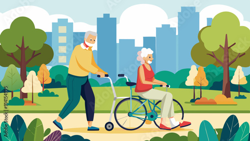 active seniors in the city park seniors people vector illustration