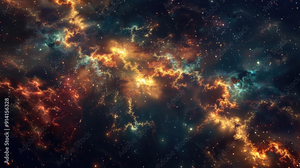 Fototapeta premium A mesmerizing cosmic scene featuring vibrant colors and swirling clouds of gas, representing the beauty of the universe.