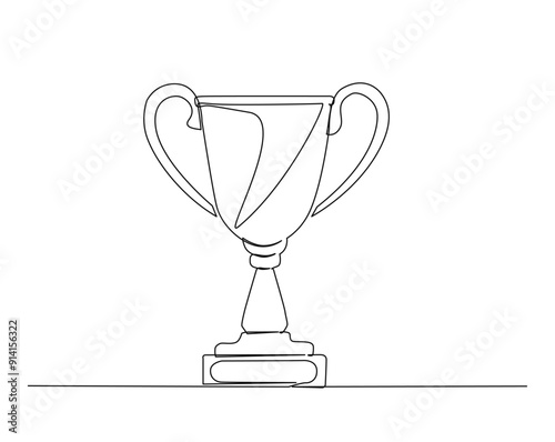 Simple continuous one line drawing of trophy - success symbol. Trophy cup in simple outline illustration. Editable line vector