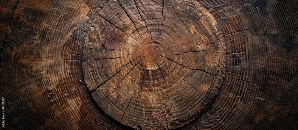 Fototapeta premium Wood texture background enhancing the visual appeal suitable for sample template design with round years depicted ensuring a square shape layout amidst copy space image