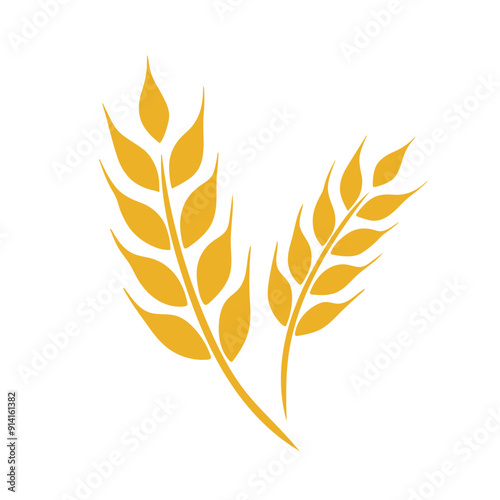 golden wheat ears flat vector