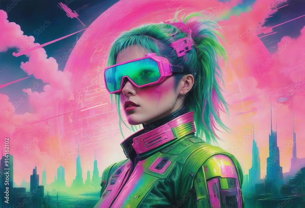 cyberspace suit glowing in electric pinks cyberspace suit glowing in electric pinks