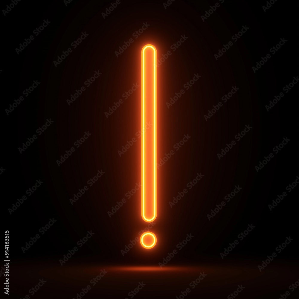 Minimalistic 3D orange exclamation mark icon front view Minimalistic 3D orange exclamation mark icon front view