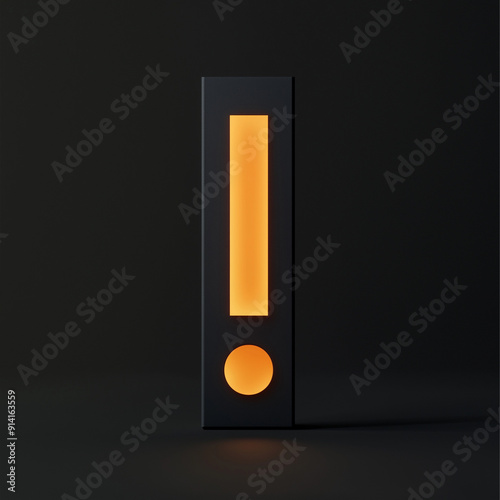 Free Download Minimalistic 3D orange exclamation mark icon front view - GFXLoad