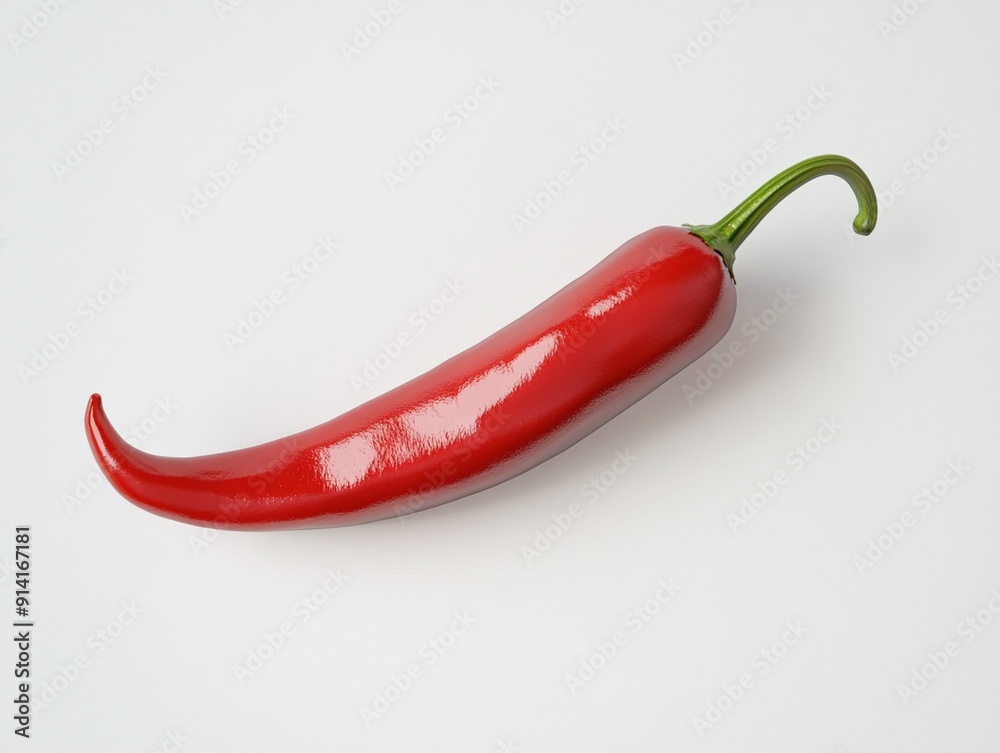 A single red chili pepper on a white background