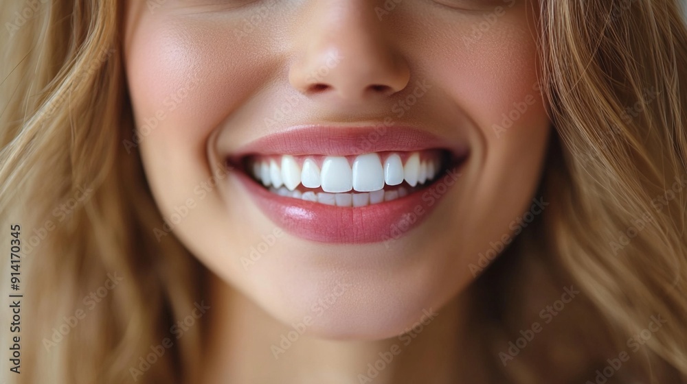 Close-up of a radiant smile showcasing perfectly aligned, bright white teeth. Soft, natural lighting highlights the lips and lower face, exuding health and confidence. Close-up of a radiant smile showcasing perfectly aligned, bright white teeth. Soft, natural lighting highlights the lips and lower face, exuding health and confidence.