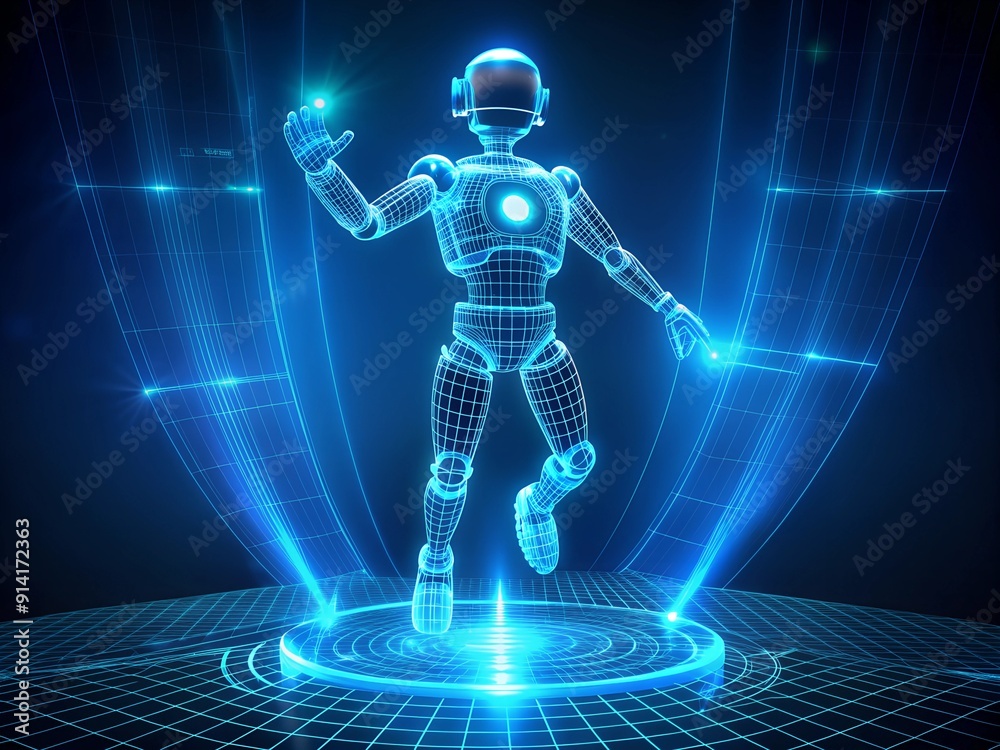 Futuristic 3D render of a robotic android character standing as a symbol of artificial intelligence and future technology Futuristic 3D render of a robotic android character standing as a symbol of artificial intelligence and future technology