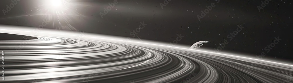 Fototapeta premium A stunning view of a planet's rings illuminated by distant sunlight, capturing the beauty and mystery of outer space.
