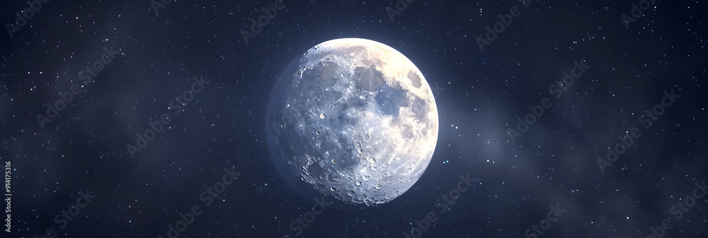 Obraz premium Realistic detailed full big moon isolated on transparent background. Creative Vector illustration