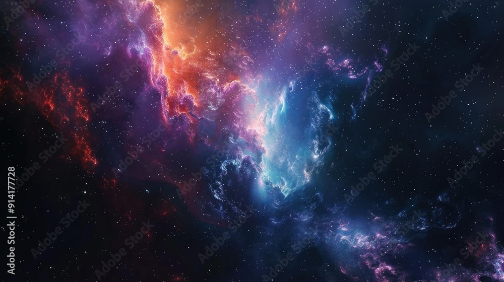 Fototapeta premium A breathtaking cosmic scene featuring vibrant colors and swirling nebulas, representing the beauty of the universe.