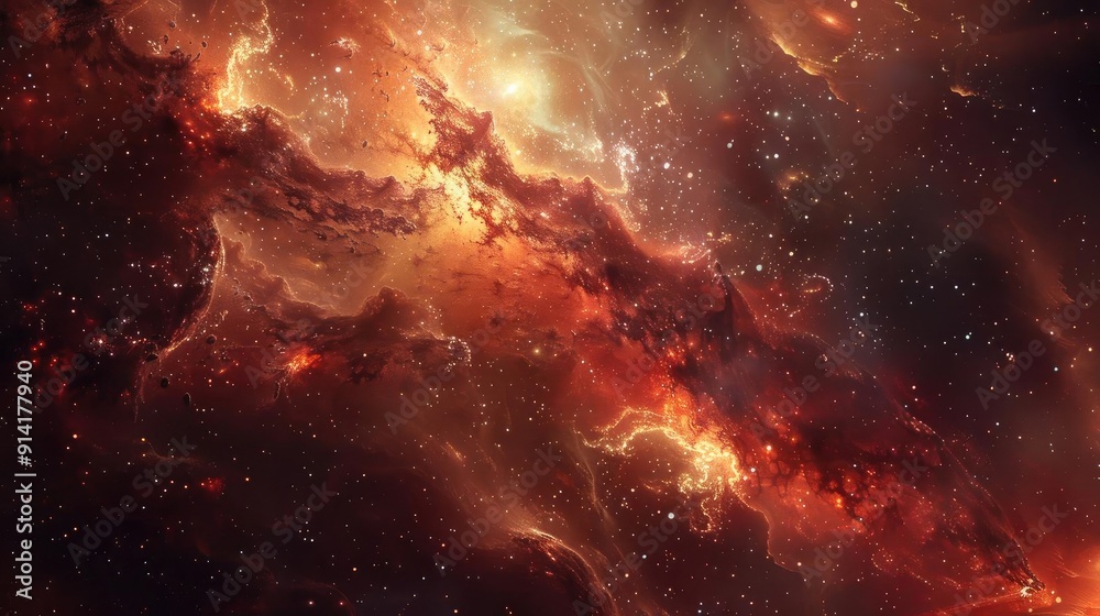 Fototapeta premium A breathtaking cosmic scene featuring vibrant nebulae and starry skies, illustrating the beauty of the universe.