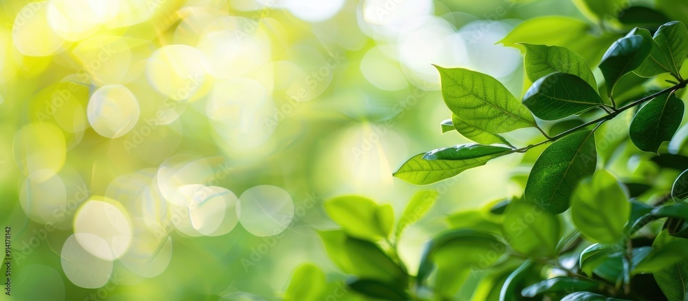 Selective focus on abstract green leaves background with copy space image Selective focus on abstract green leaves background with copy space image