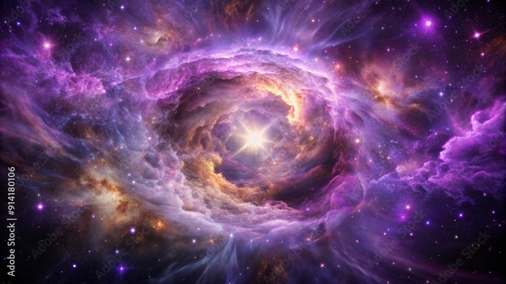 Obraz premium Purple gas nebulae in space and sparkling stars