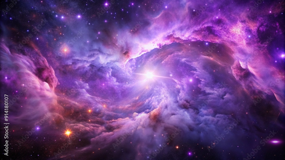 Purple gas nebulae in space and sparkling stars Purple gas nebulae in space and sparkling stars