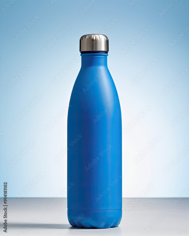 Blue Stainless Steel Water Bottle. Blue Stainless Steel Water Bottle.