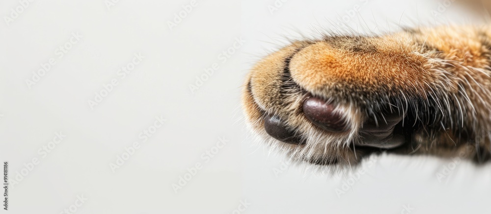 Fototapeta premium Manicured cat s nail on a white backdrop with a copy space image