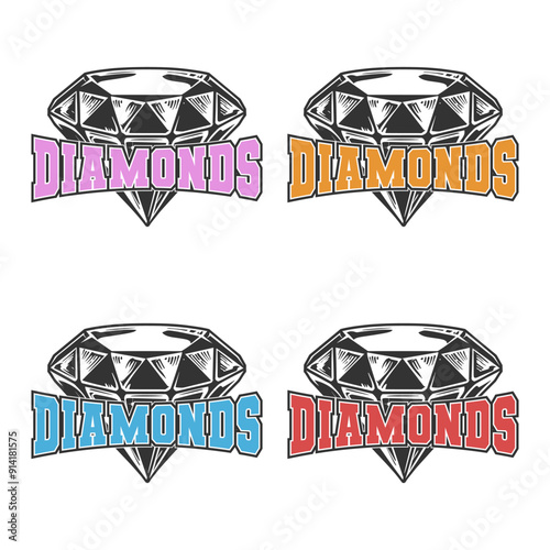Diamonds Illustration Clip Art Design Shape. Mascot Silhouette Icon Vector.