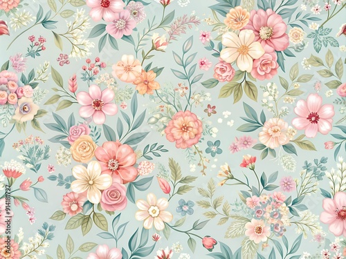 Vintage pink floral seamless pattern vector for wallpaper decor