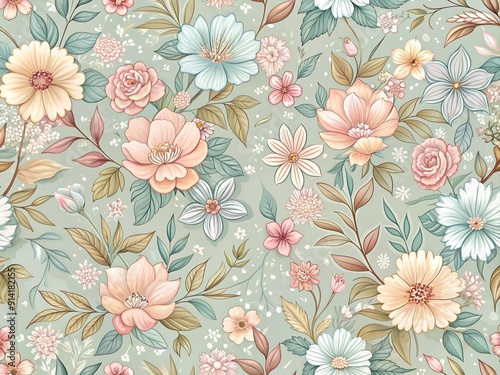 Vintage pink floral seamless pattern vector for wallpaper decor