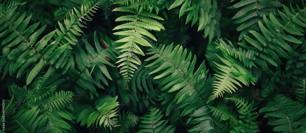 Green fern in a forest during summer depicted in a close up copy space image showcasing its intricate texture of stems and leaves truly embodying the essence of nature Green fern in a forest during summer depicted in a close up copy space image showcasing its intricate texture of stems and leaves truly embodying the essence of nature