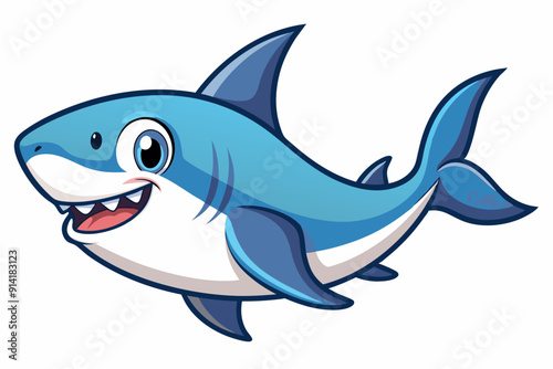 Cartoon illustration of a smiling blue shark