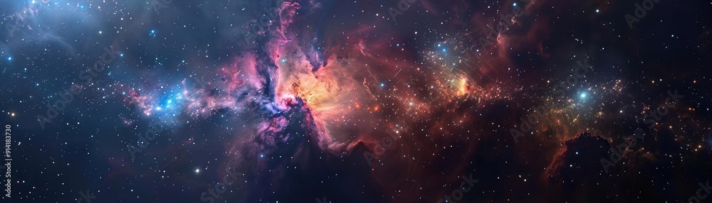 A stunning cosmic landscape featuring vibrant nebulae and bright stars in the vast expanse of space, ideal for astronomy enthusiasts. A stunning cosmic landscape featuring vibrant nebulae and bright stars in the vast expanse of space, ideal for astronomy enthusiasts.