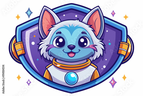 Cute Cartoon Cat Astronaut in Space