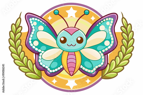 Cute Cartoon Butterfly with Wings and a Smile