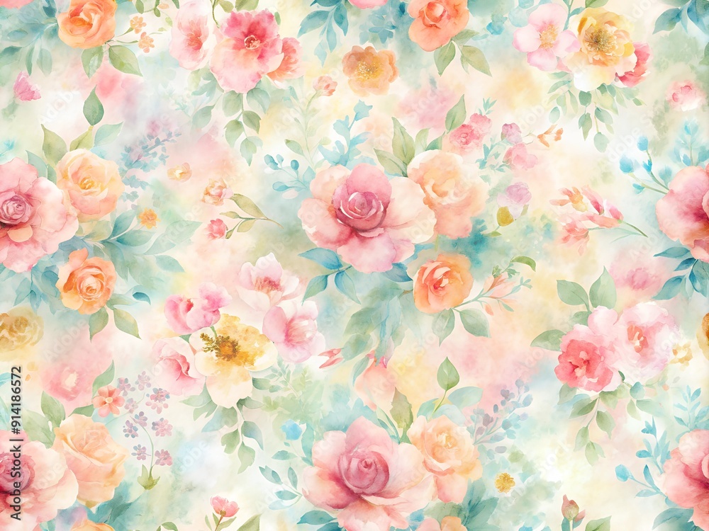 Vibrant abstract watercolor texture with pink, yellow, and green splashes, perfect for artistic design or colorful wallpaper