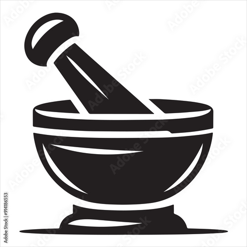 Minimal Mortar and pestle icon symbol flat illustration