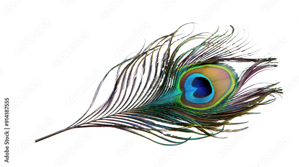 Obraz premium A peacock feather on transparent background