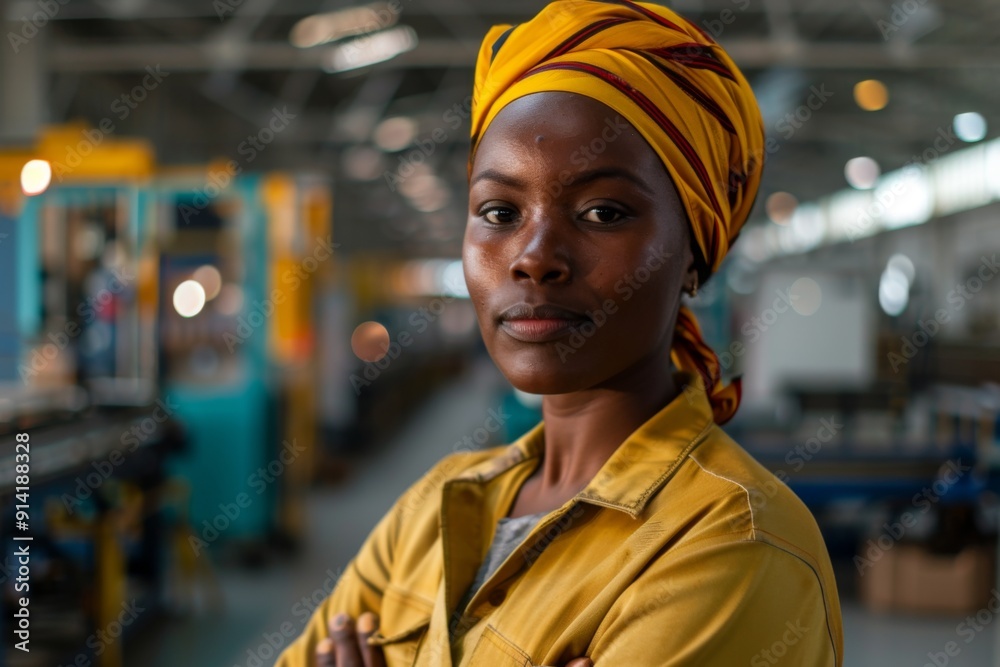 Portrait of a young female assembly line worker in factory Portrait of a young female assembly line worker in factory