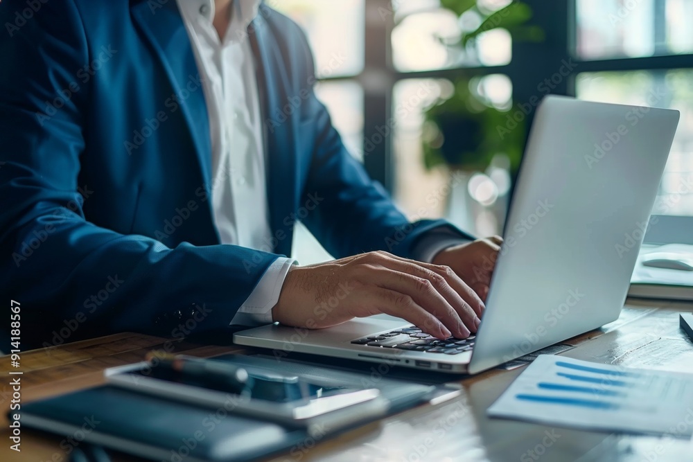 Cropped hands of businessman typing on laptop keyboard Cropped hands of businessman typing on laptop keyboard