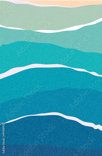 Abstract minimalist sea poster, vertical nature background with seascape.