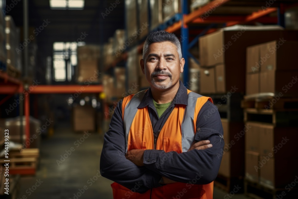 Portrait of a middle aged male warehouse worker Portrait of a middle aged male warehouse worker