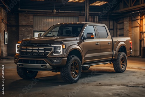 modern brutal American pickup truck photo