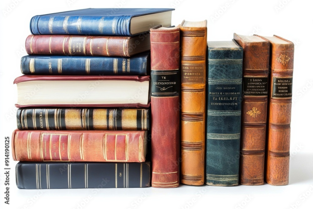 Books Collection on Isolated white background created with generative ai Books Collection on Isolated white background created with generative ai