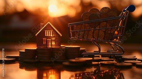 financial planning and saving for major life expenses, background is warm and slightly blurred 