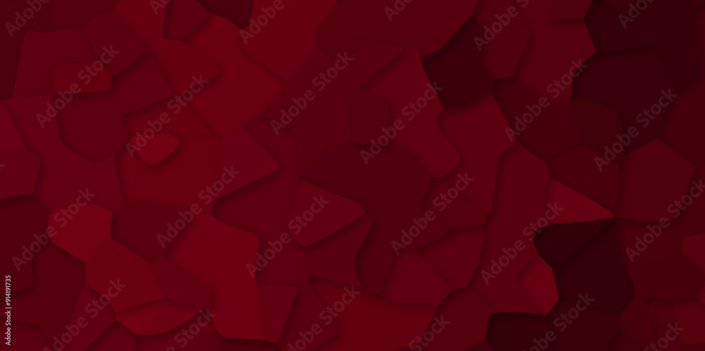 Durk red stained broken glass background design .white stained glass window art background .abstract seamless pattern with 3d shapes vector backdrop .