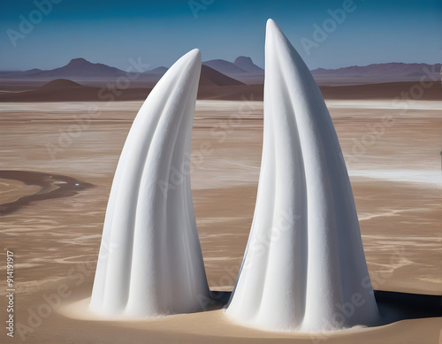 Desert Phantoms: The Enigmatic Salt Creatures in White photo