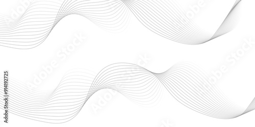 White wave curve lines banner background design. Abstract soft wave lines dynamic flowing gray light isolated background. Vector Illustration of the gray pattern of lines. Black stripes on white .