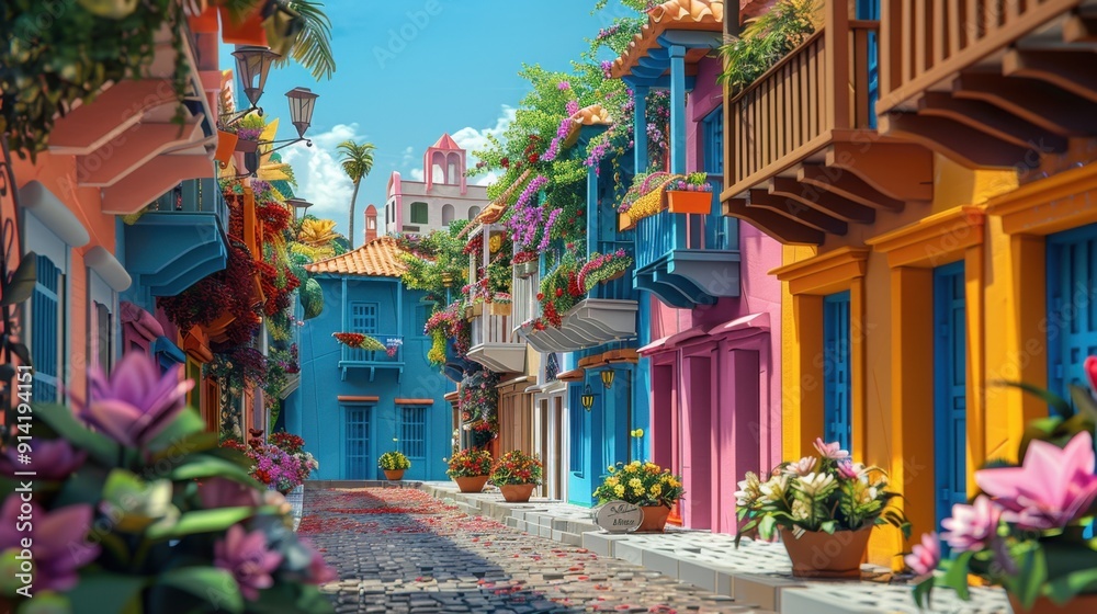 Obraz premium Origami Paper Town of Cartagena de Indias, Colombia