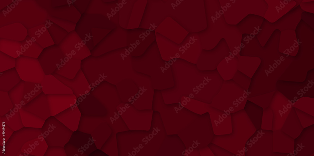 Durk red stained broken glass background design .white stained glass window art background .abstract seamless pattern with 3d shapes vector backdrop .