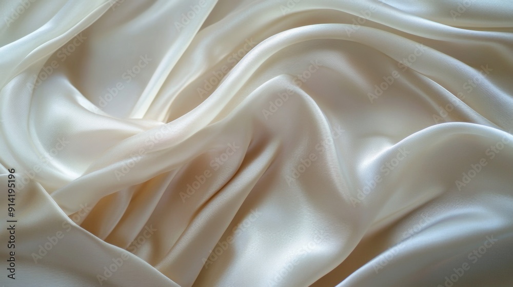 Soft, elegant fabric gracefully draping and flowing in the background with a silky texture.