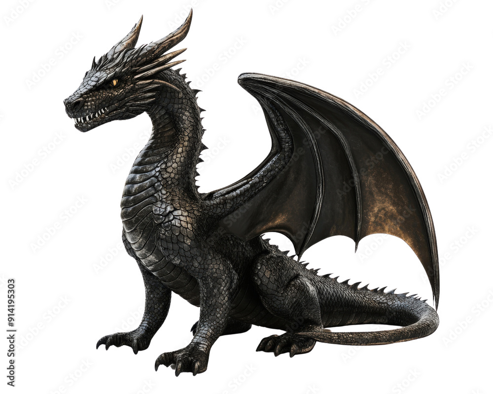 Fototapeta premium A dragon isolated on white transparent background