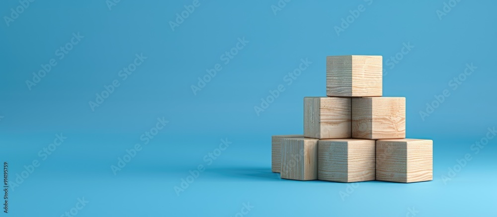 Wooden blocks with a blue background display a message about rental income symbolically offering a blank area for additional text or images Wooden blocks with a blue background display a message about rental income symbolically offering a blank area for additional text or images